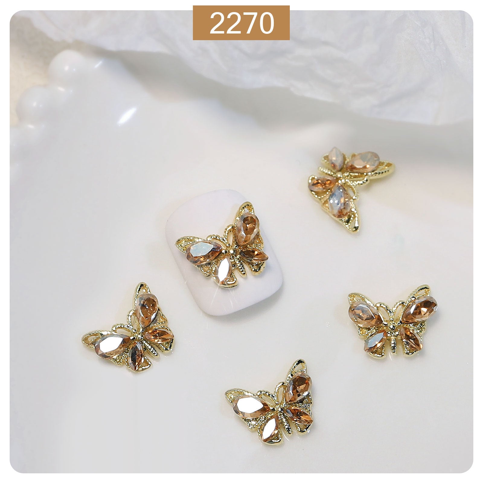 Wholesale Crystal Butterfly Zircon Resin Nail Stickers Accessories