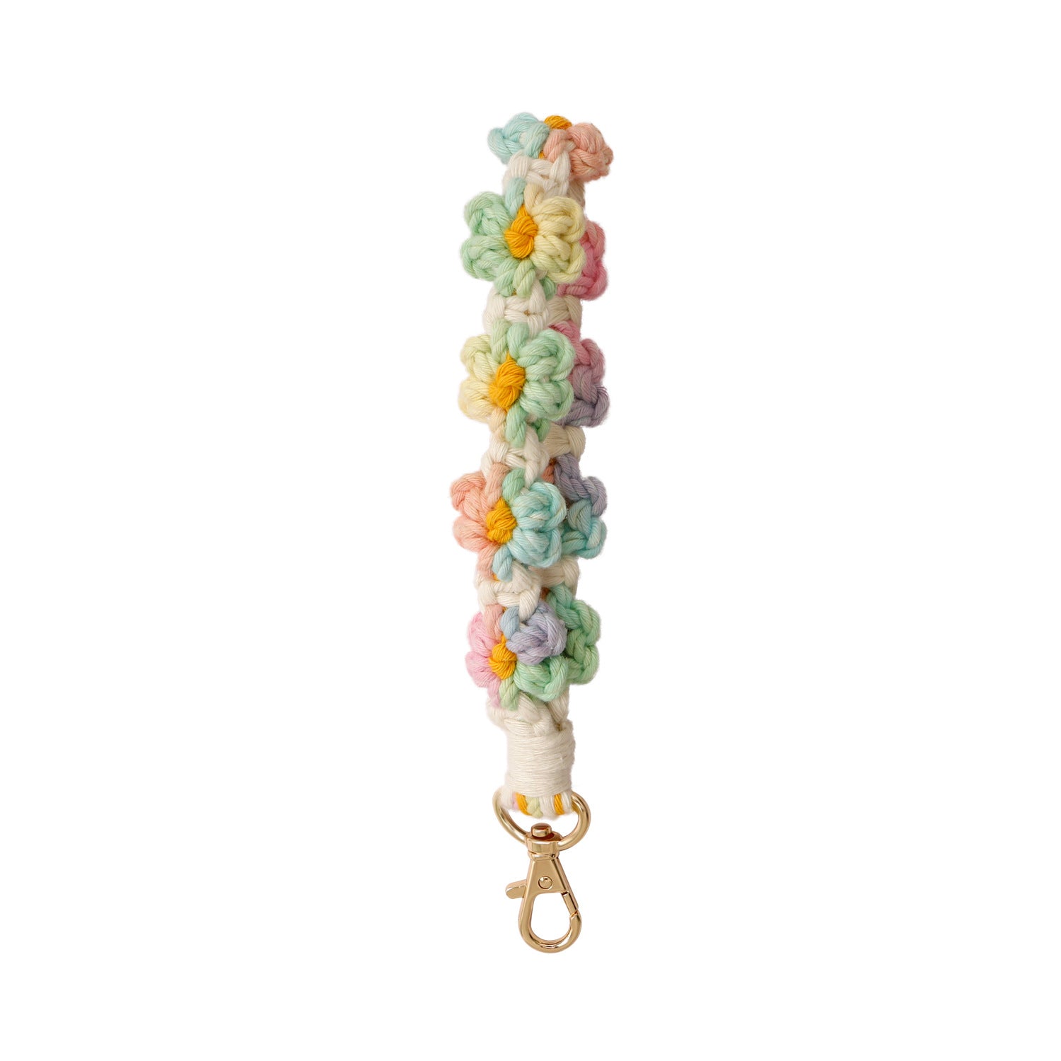 Wholesale Hand Woven Flower Daisy Cotton Rope Keychain