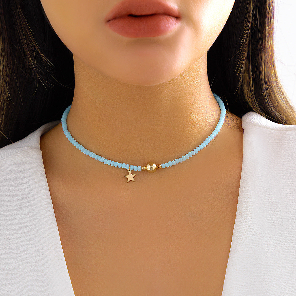 Wholesale Crystal Star Resin Necklace