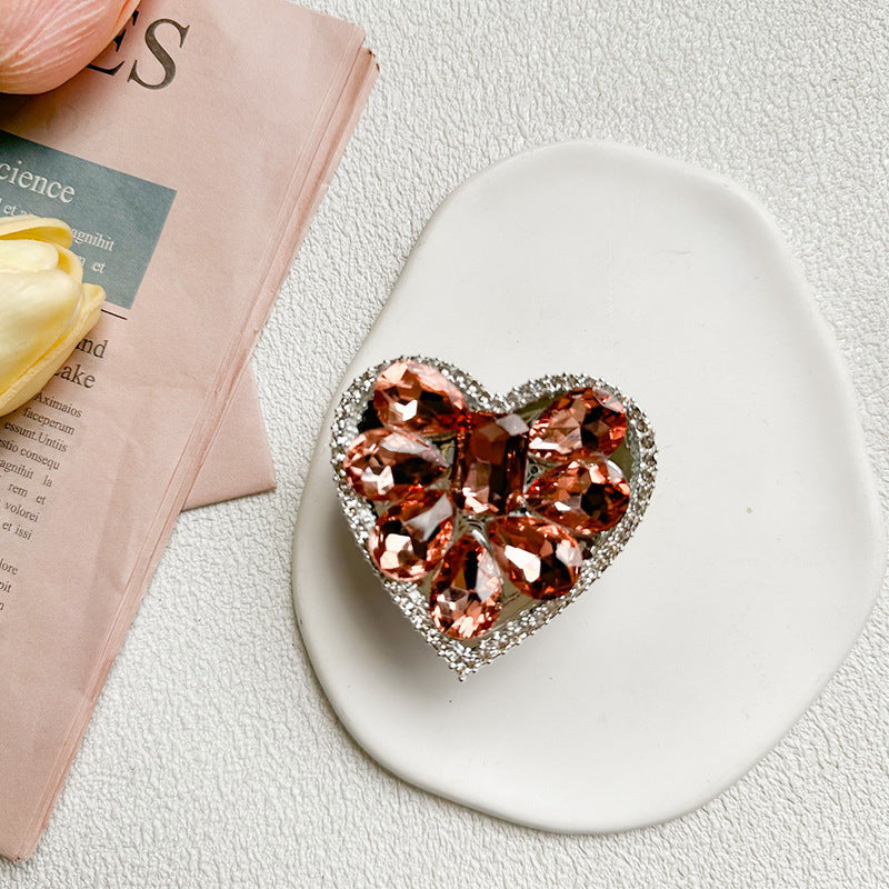Wholesale Alloy Rhinestone Heart Phone Airbag Holder