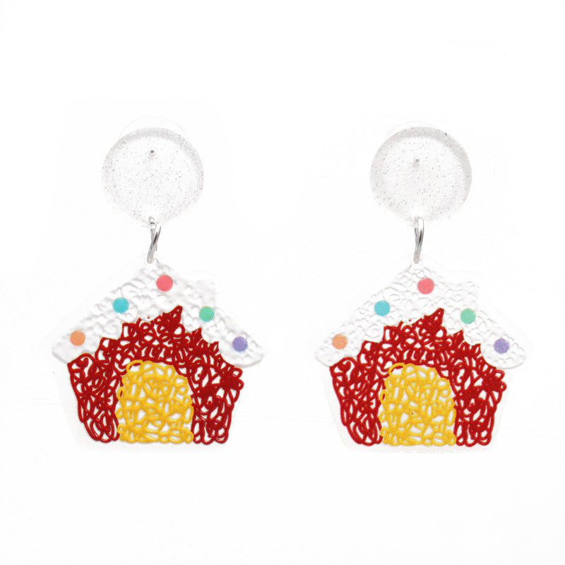 Wholesale Christmas Christmas House Acrylic Earrings