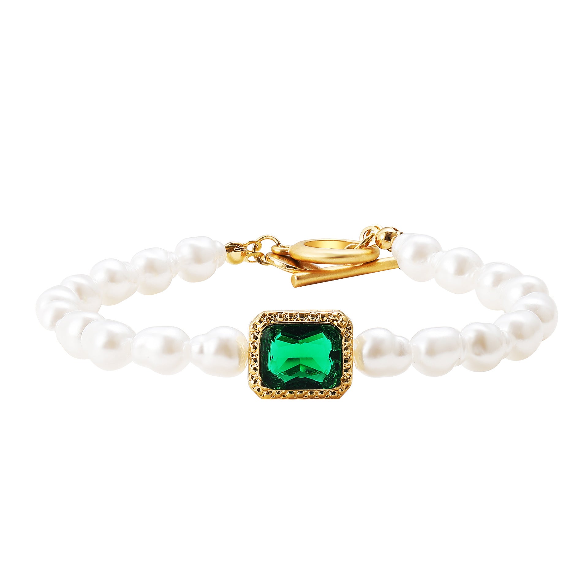 Wholesale Vintage Emerald Pearl Bracelet