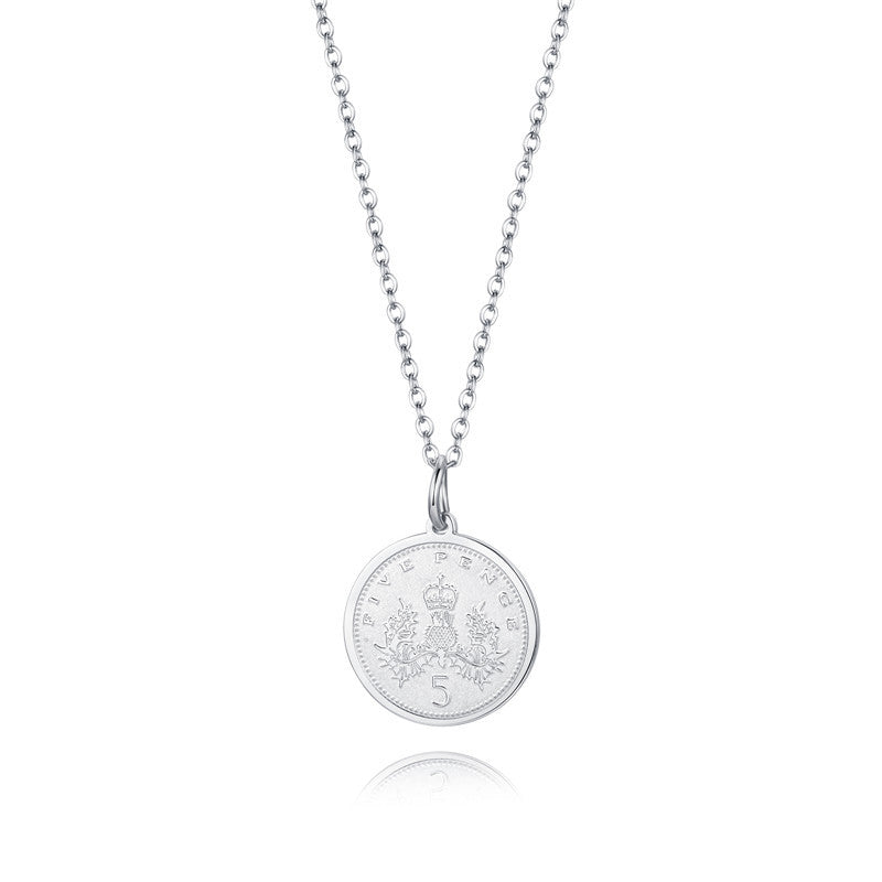 Wholesale Titanium Steel Engraved Double-sided Pattern Medal Necklace