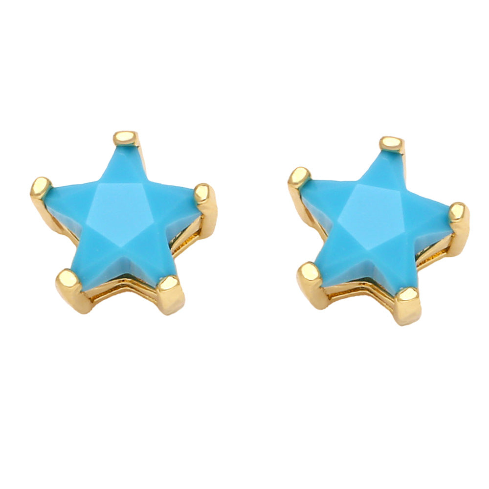 Wholesale Pentagram Copper Ear Studs