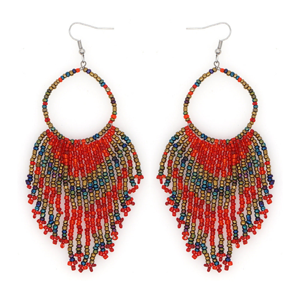 Wholesale Jewelry Ethnic Eyes Rice Beads Earrings