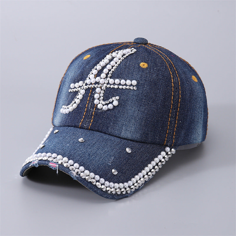 Gorra de béisbol con remaches de perlas de algodón al por mayor