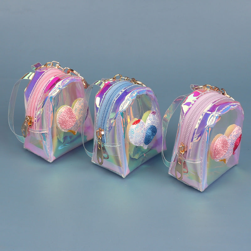 Purso de monedas de monedas de láser para niños transparentes de Crown Heart de Crown Heart