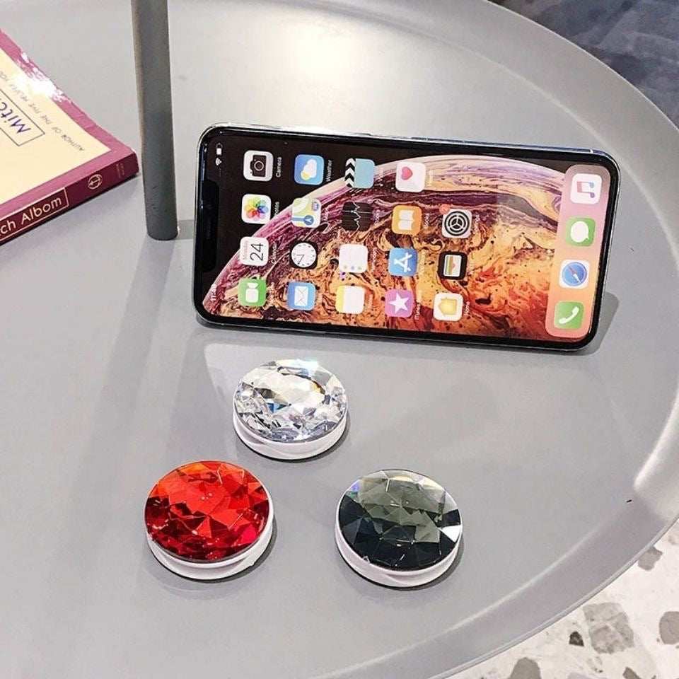 Wholesale Anti Slip Back Cover Type Gemstone Plastic Mobile Phone Holder