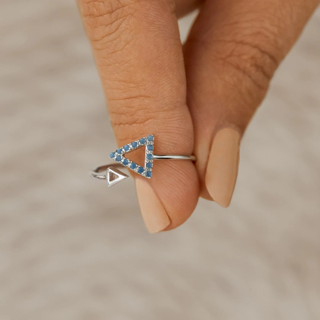 Wholesale Copper Triangle Set Zircon Open Ring