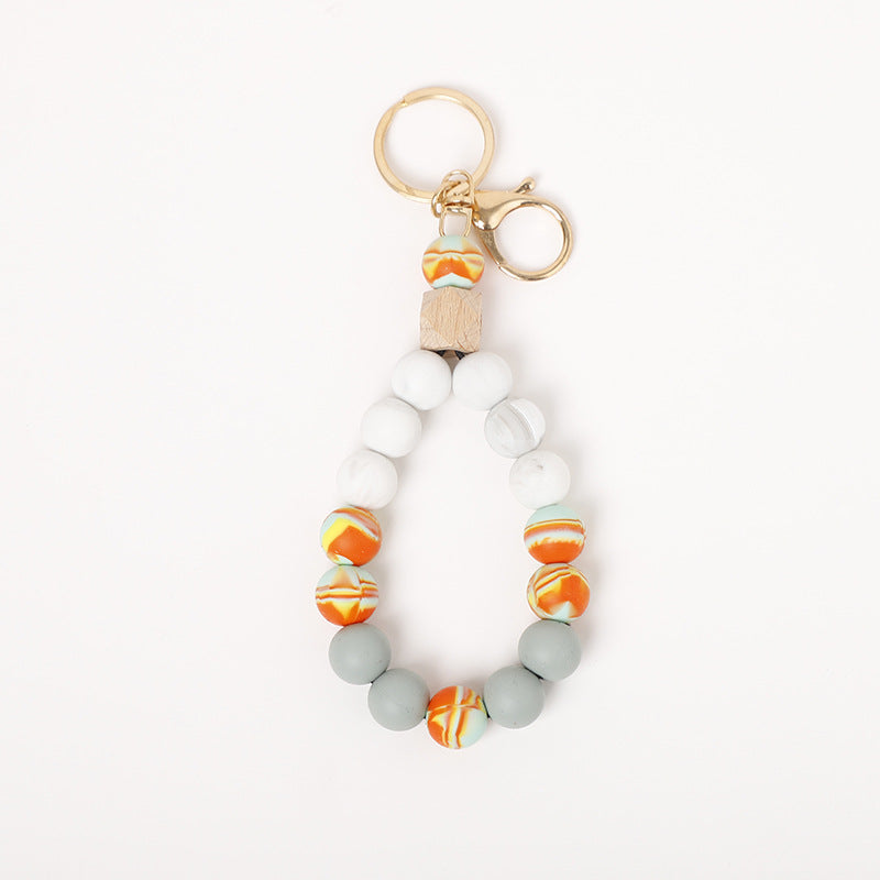 Wholesale Silicone Beaded Wrist Keychain
