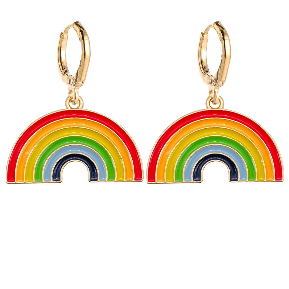 Venta al por mayor Pendientes de aleación de corazón de arco iris de San Valentín