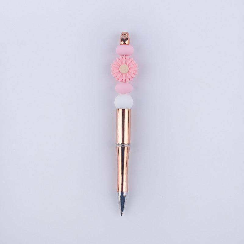 Wholesale Beadable Pens Handmade Daisy Silicone Beaded Ballpoint Pen