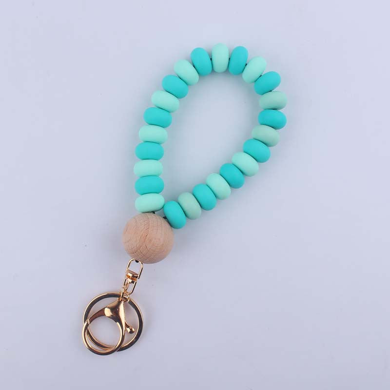 Wholesale Silicone Flat Bead Beaded Wrist Keychain