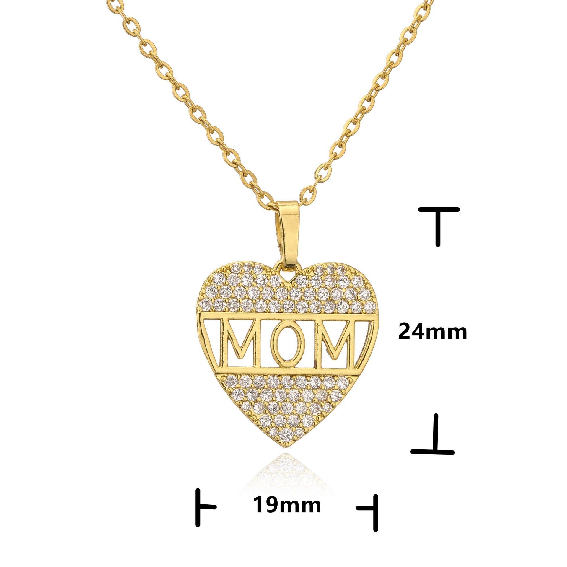 Wholesale Mother's Day Gift Copper 18K Gold Plated Zircon MAMA Necklace