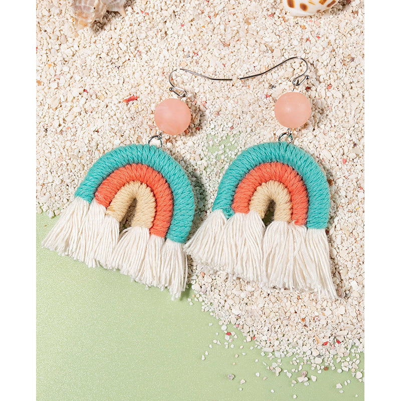 Wholesale Holiday Tassels Rainbow Alloy Earrings