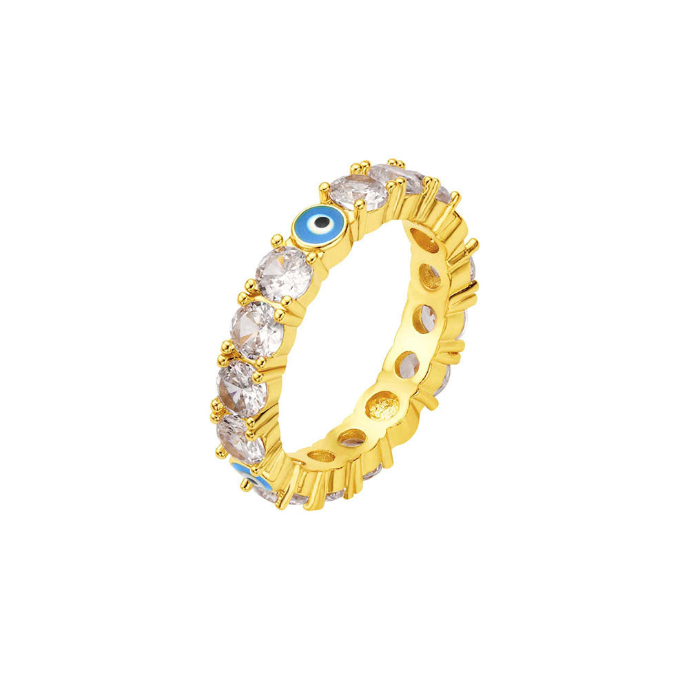 Wholesale Copper Gold Plated Micro-paved Zircon Eye Oil Drip Ring