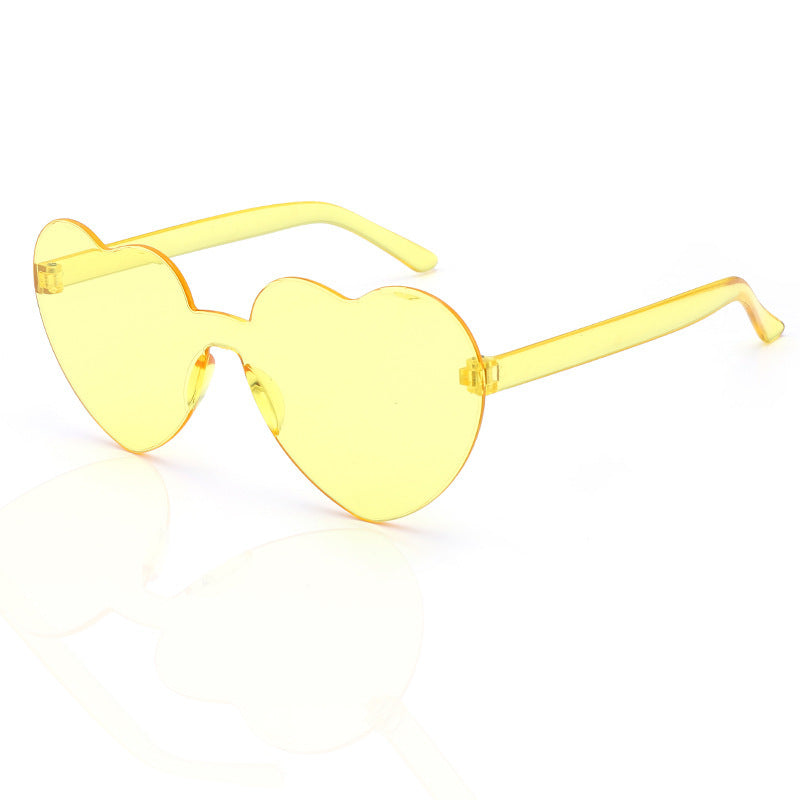 Wholesale Plastic Rimless Heart Shaped One Piece Sunglasses Kids Glasses