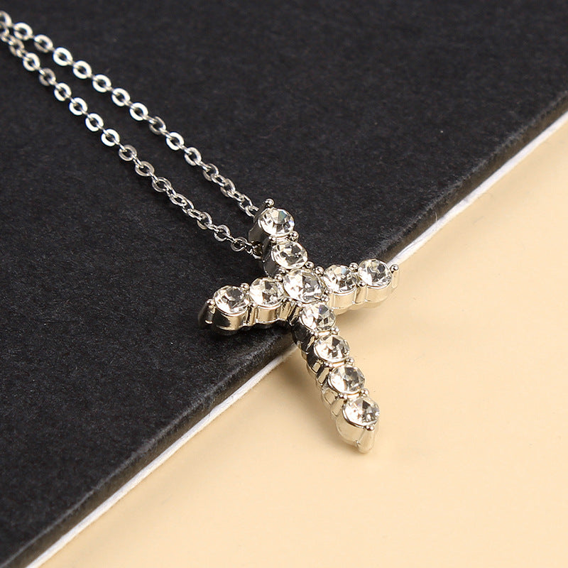 Collar De Gargantilla De Aleación De Cruz De Diamante al por mayor