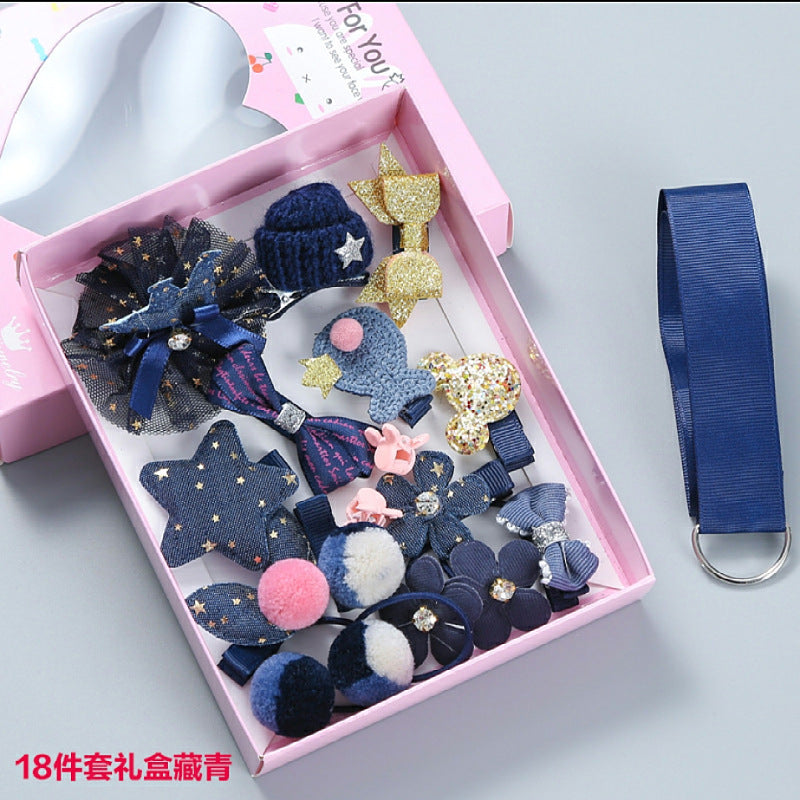 Wholesale 18-piece Set of Cute Fabric Hair Clips for Children