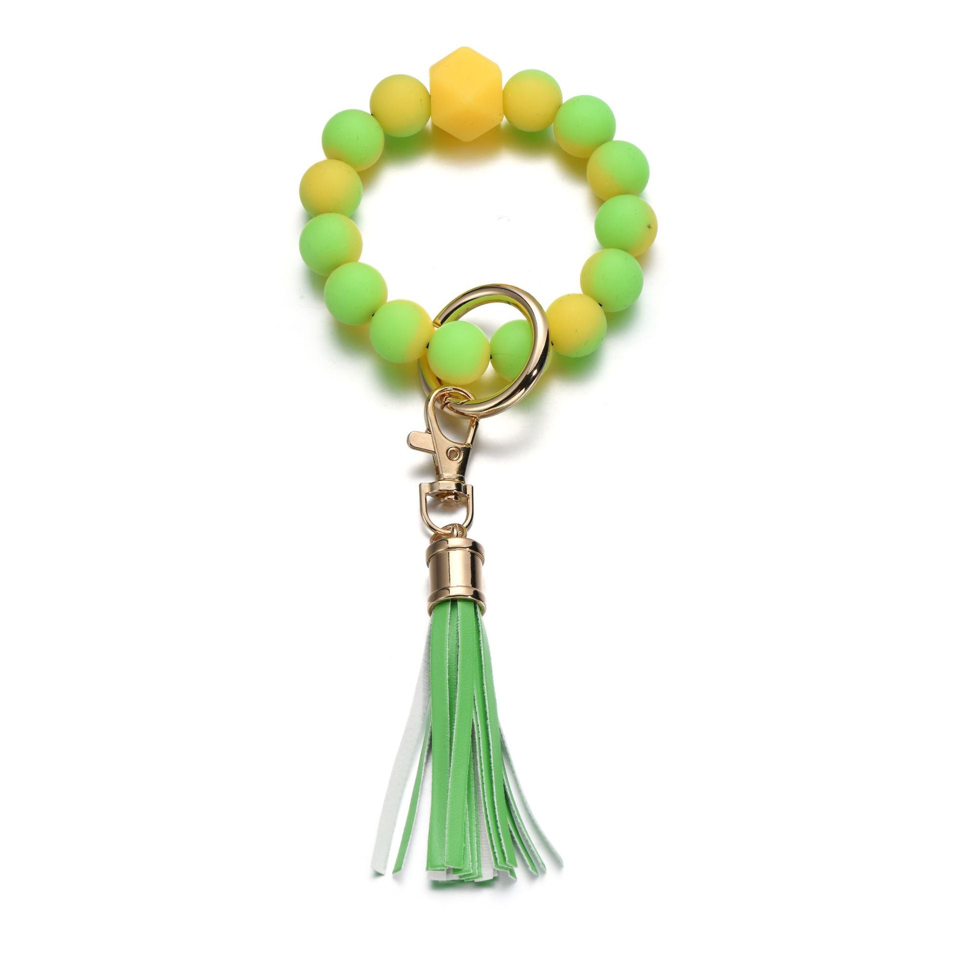 Wholesale Luminous Color Silicone Beaded Tassel Wrist Keychain