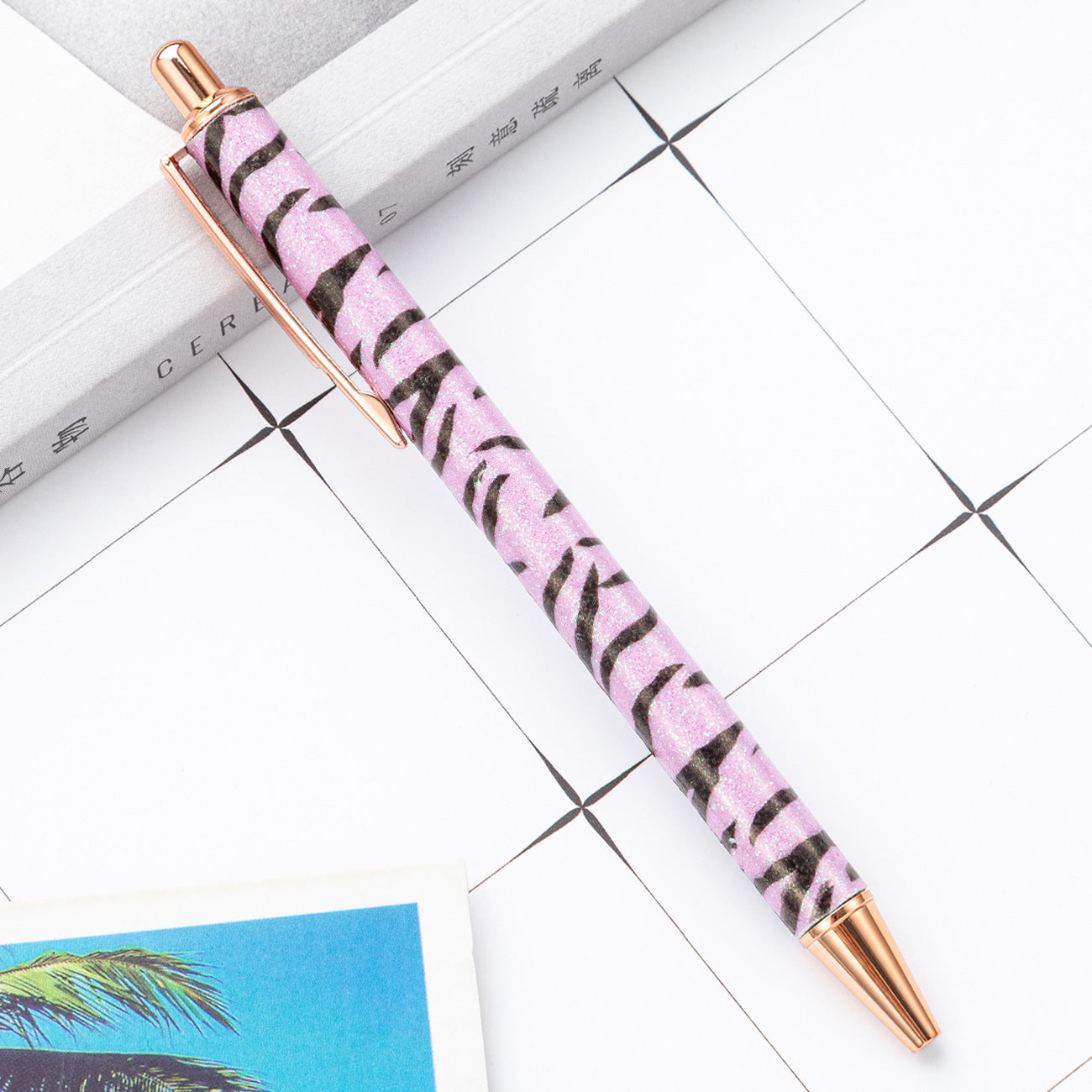 Wholesale Metal Zebra Pattern Gold Powder Bouncing Ballpoint Pen
