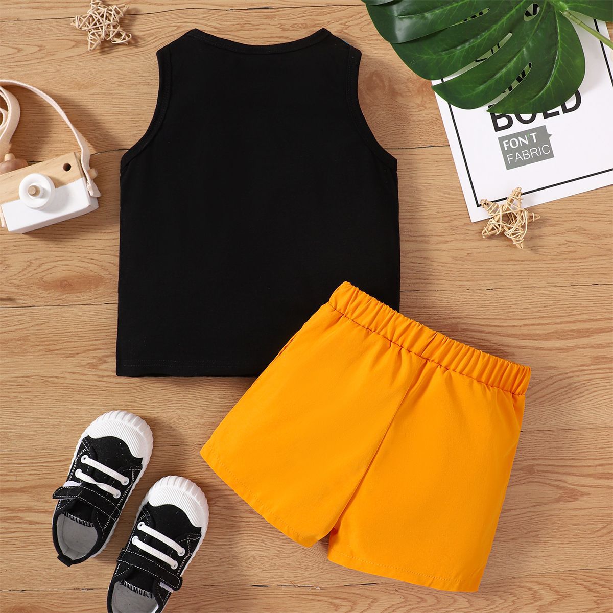Wholesale Kids Vest Top + Yellow Shorts Cotton Set Baby Clothes
