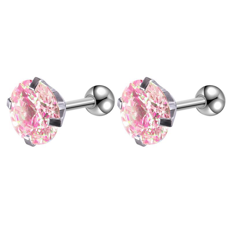 Venta al por mayor Pendientes Premium Zirconia Color Acero Inoxidable