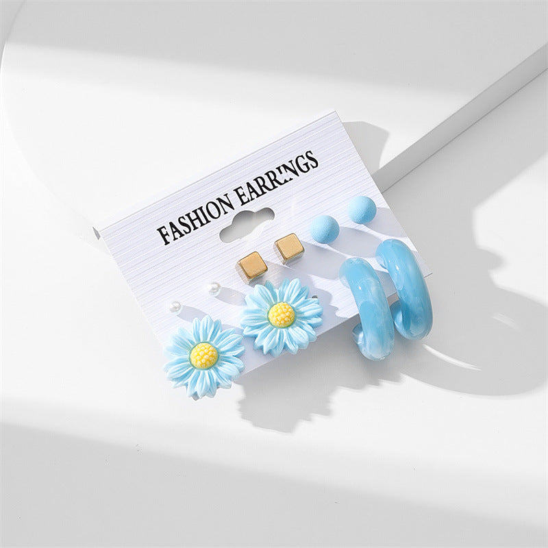 Wholesale Solid Color Flower Acrylic Earrings Set
