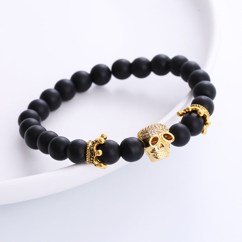 Wholesale Skull Micro Paved Rhinestone Copper Bracelet