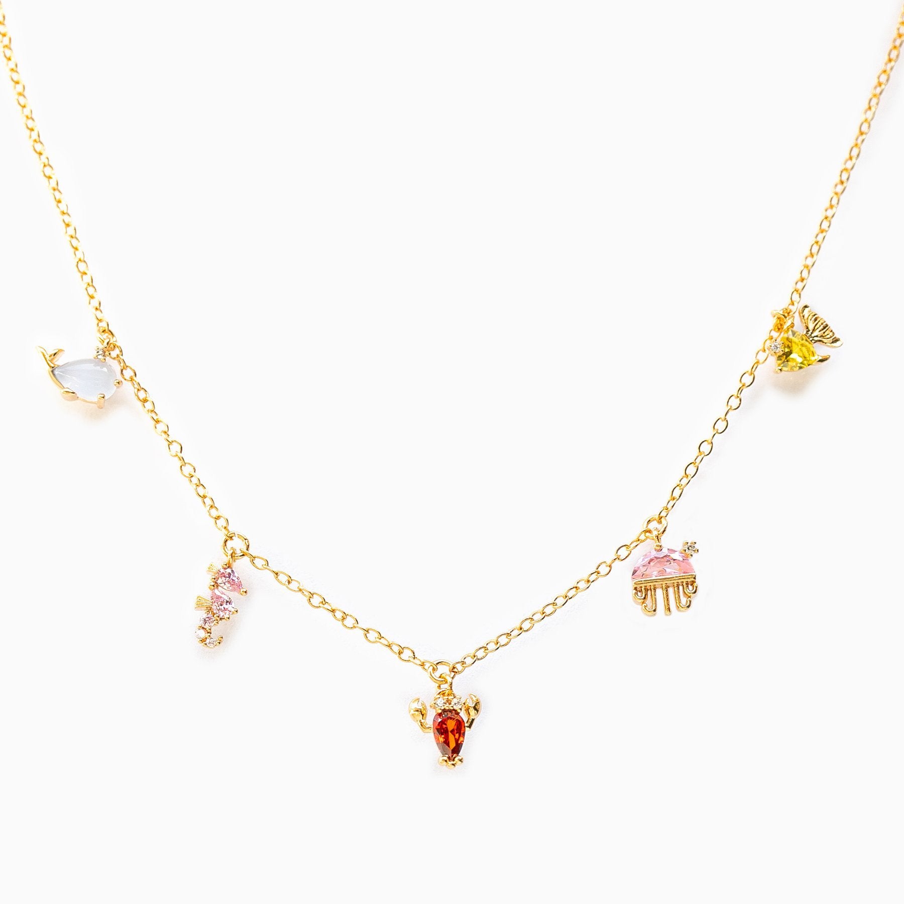 Wholesale Colored Zircon Sea Small Animals Alloy Necklace