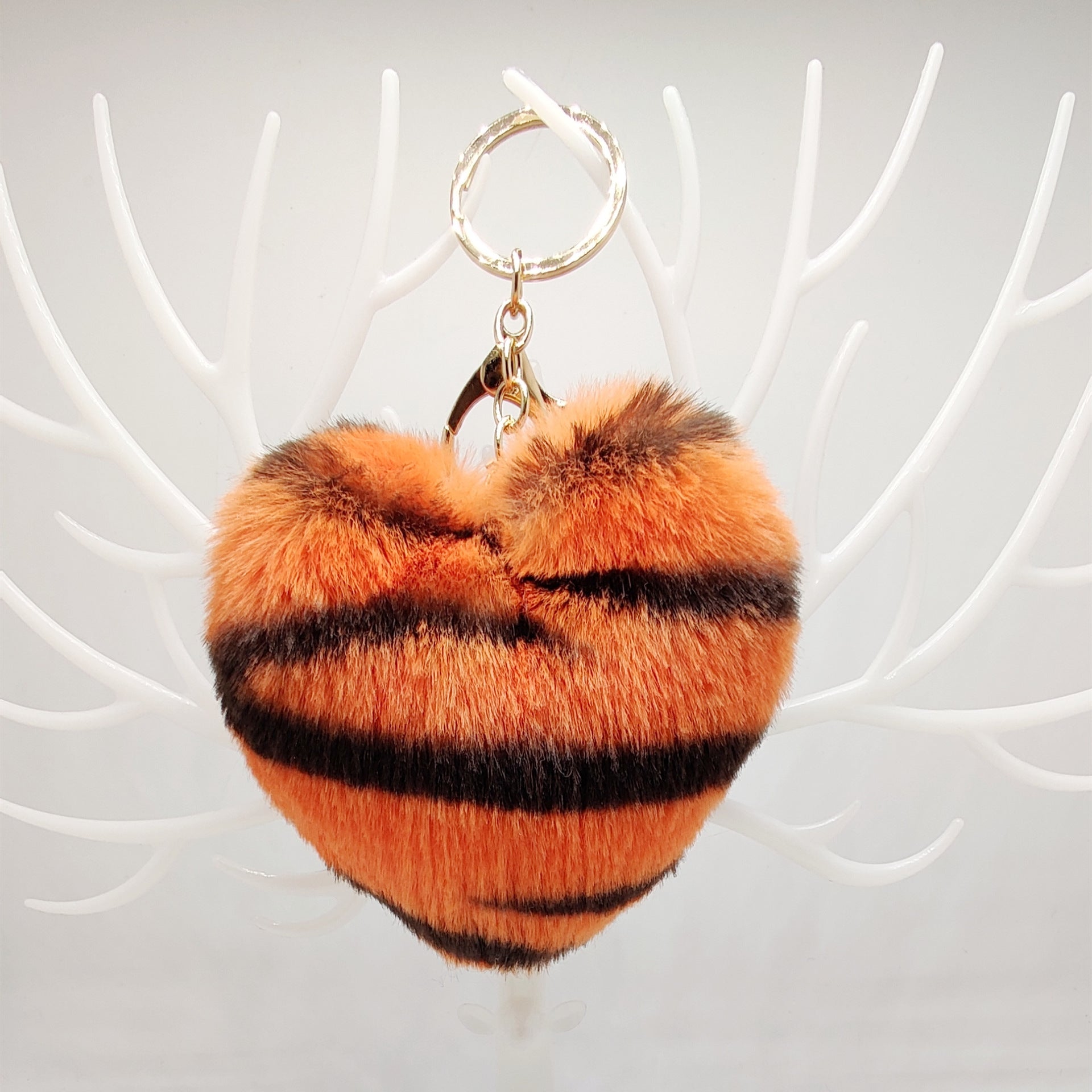 Wholesale Imitation Otter Rabbit Fur Leopard Pattern Love Fur Ball Keychain