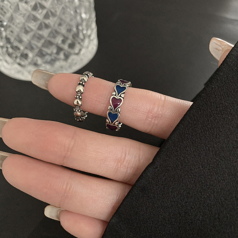 Wholesale Sterling Silver Colorful Heart Rings