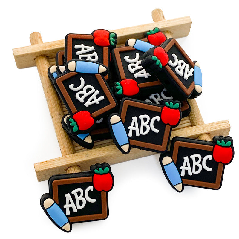 Wholesale 10pcs Silicone Teacher ABC Blackboard Focal beads