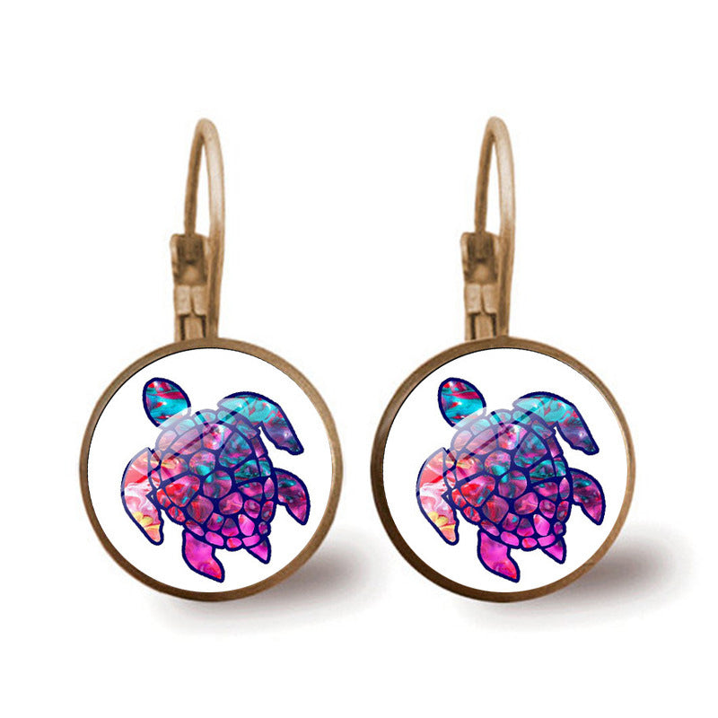 Wholesale Colored Sea Turtle Alloy Earrings