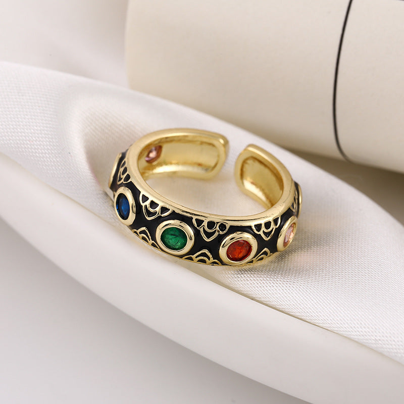 Venta al por mayor Anillo ajustable de apertura de ojo de diablo de cobre