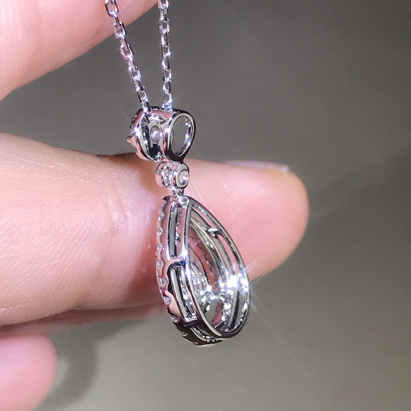 Wholesale Alloy Water Drop Pear Shaped Moissanite Pendant Necklace