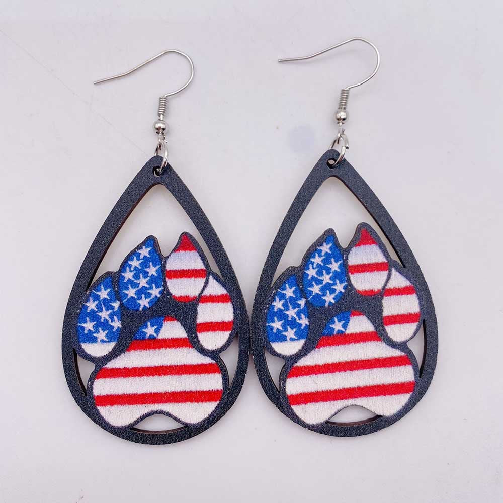 Venta al por mayor Pendientes De Madera Huecos De Mariposa Del Día De La Independencia