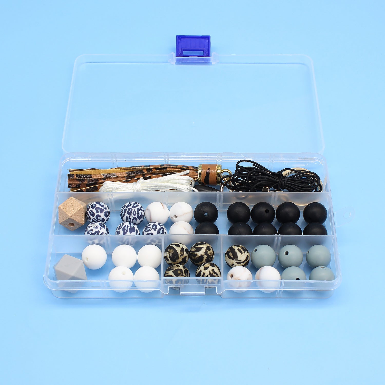 Venta al por mayor de cuentas de silicona DIY llavero de muñeca 15 rejillas