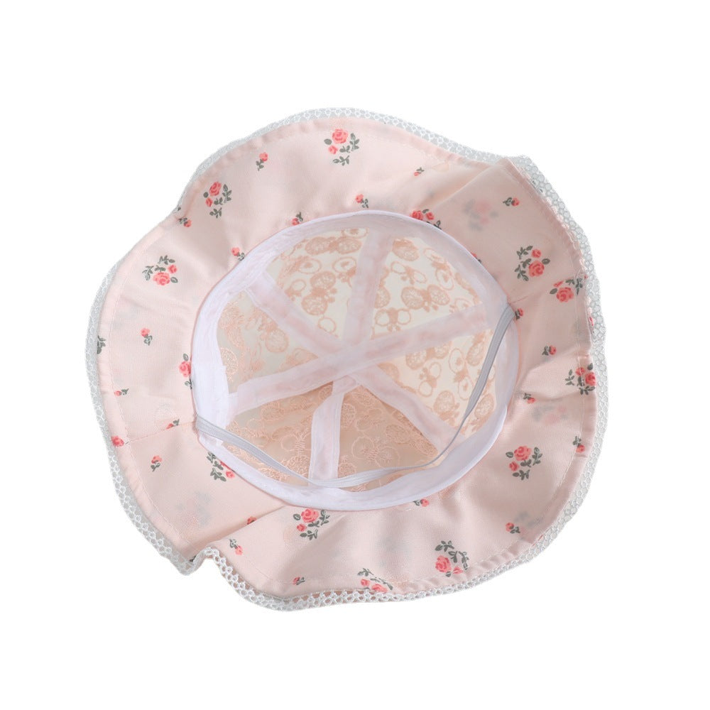 Wholesale Sun Hat Lace Bow Kids Cotton Bucket Hat