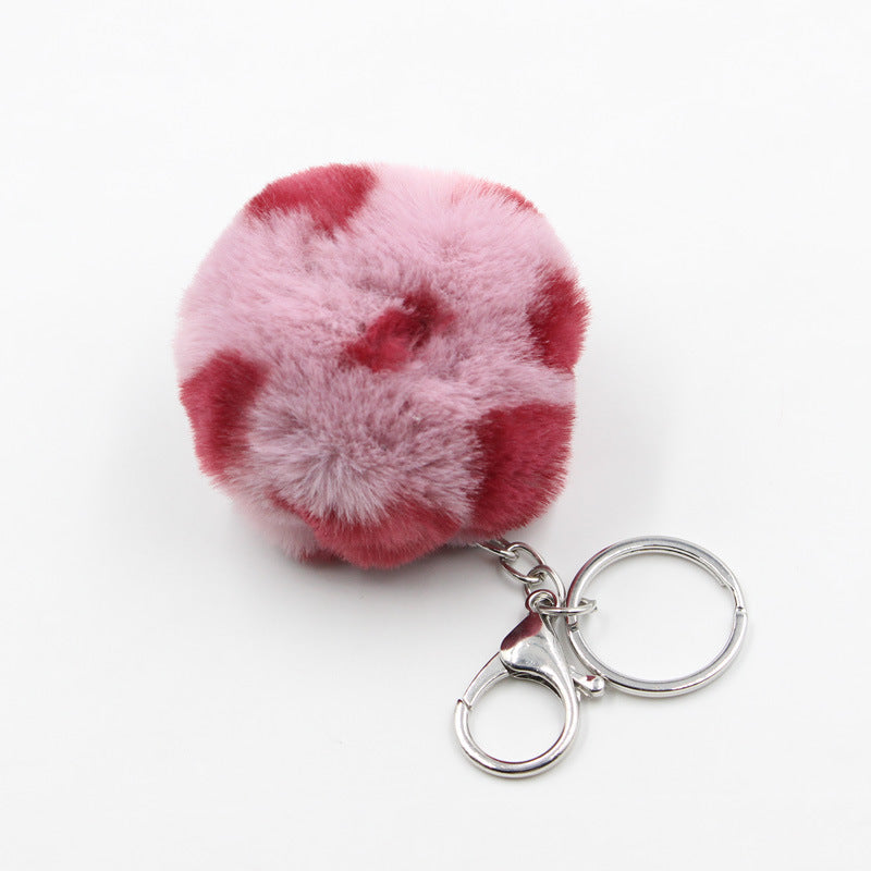 Wholesale Polyester Leopard Fur Ball Keychain