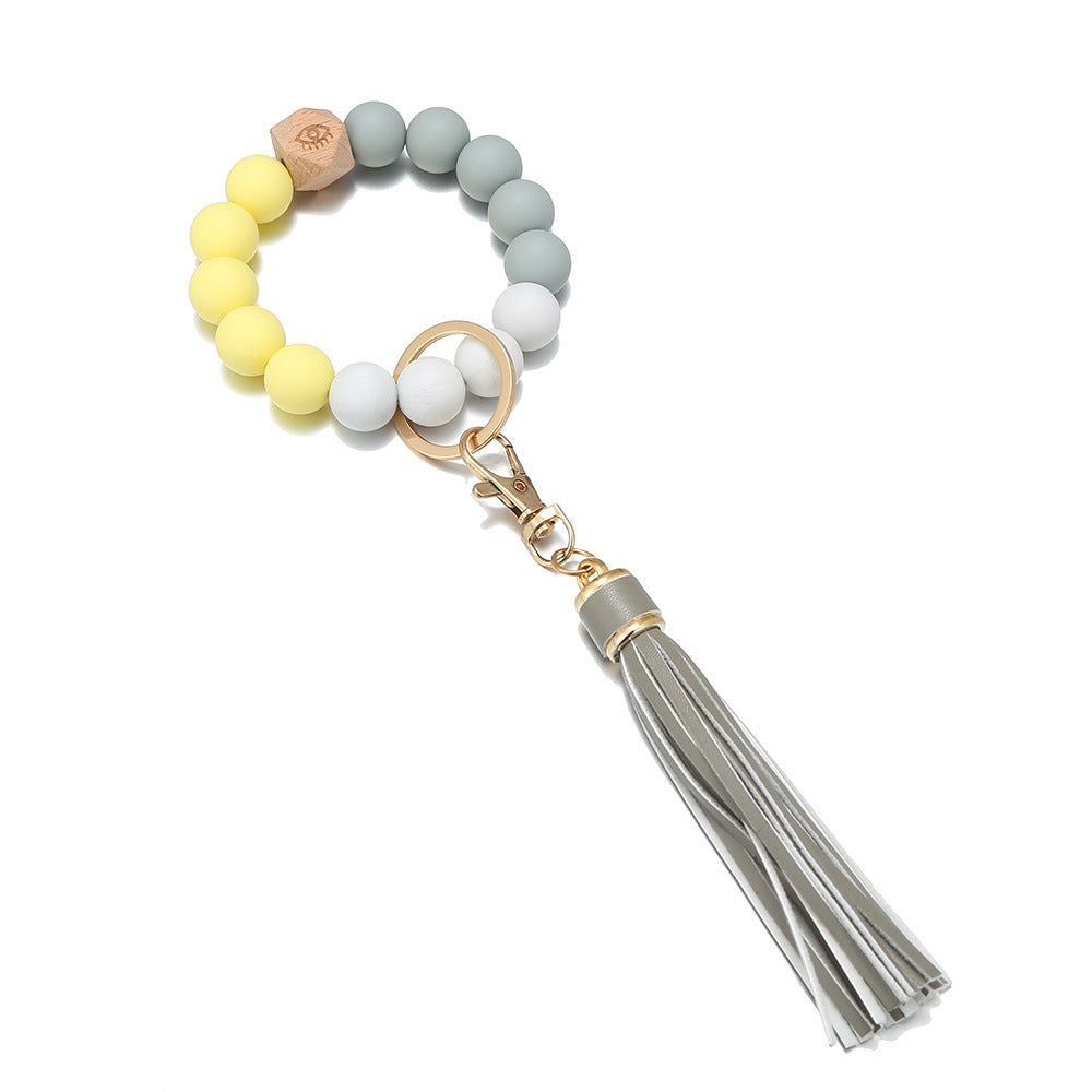 Wholesale Silicone Beaded Wrist Keychain