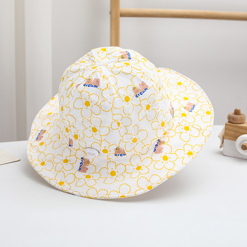 Sombrero de pescador para niños con diseño de osito grande de algodón al por mayor