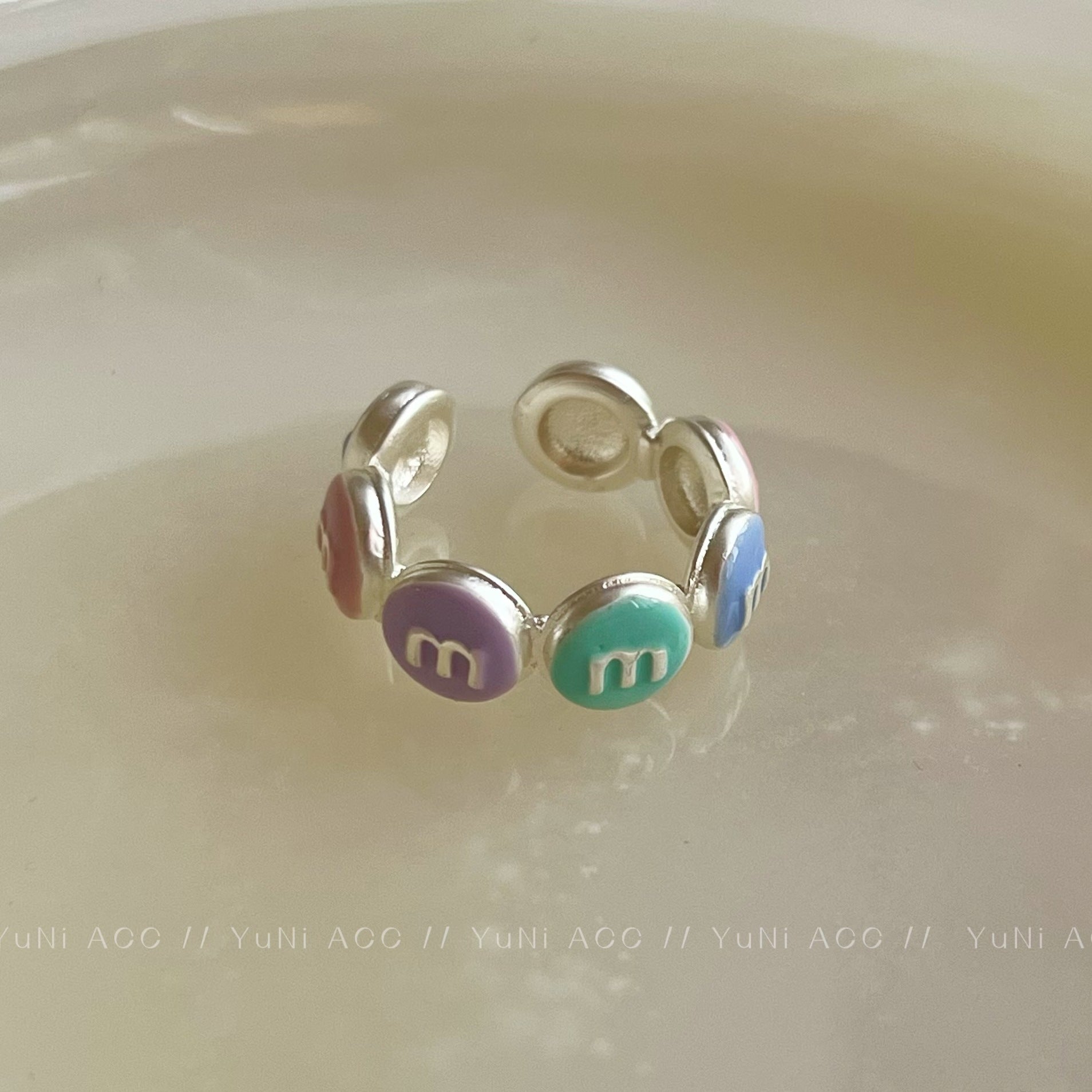 Wholesale Copper New Arrival M Bean Adjustable Colorful Ring