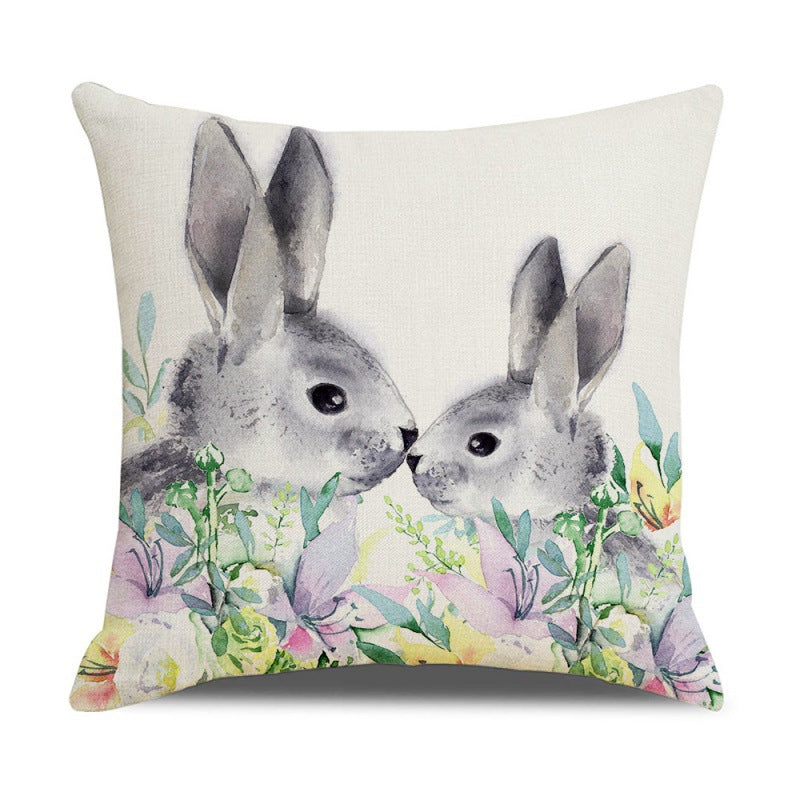 Wholesale Polyester Cartoon Easter Bunny Series Throw Pillowcase