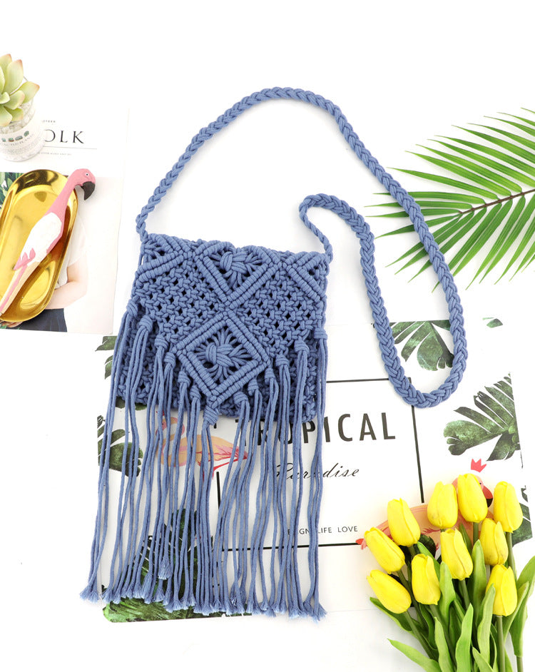 Bolsas de borla tejida de hilo de algodón al por mayor de algodón