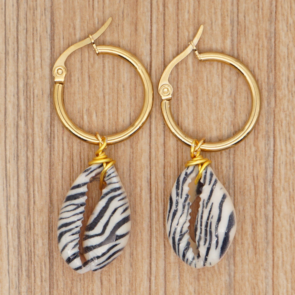 Wholesale Jewelry Bohemian Leopard Print Shell Earrings