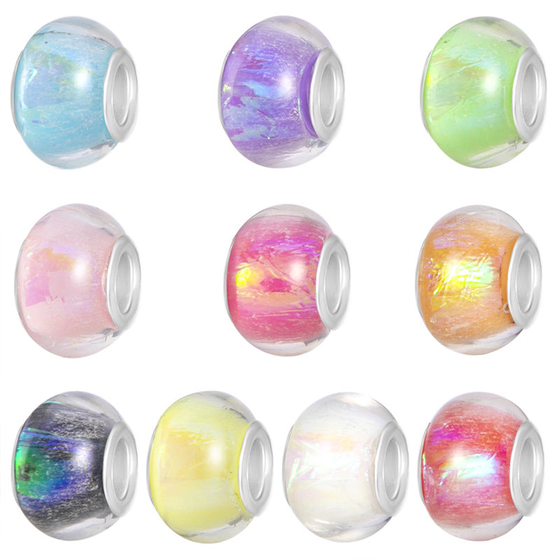 Al por mayor 10-200pcs/paquete de 14 mm de resina de aluminio brillante Big Beads