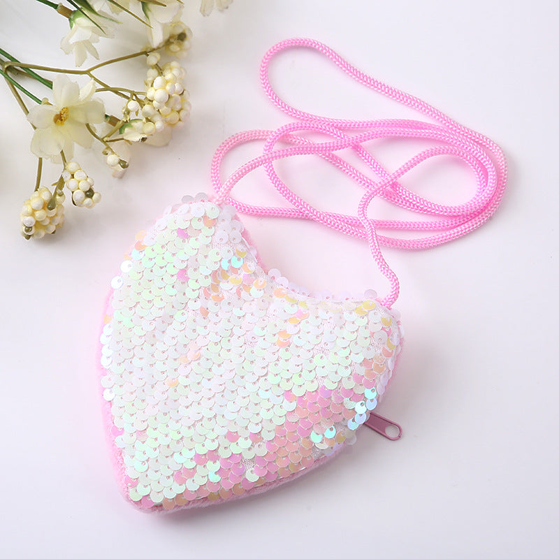 Wholesale Fabric Sequin Heart Children Shoulder Bag
