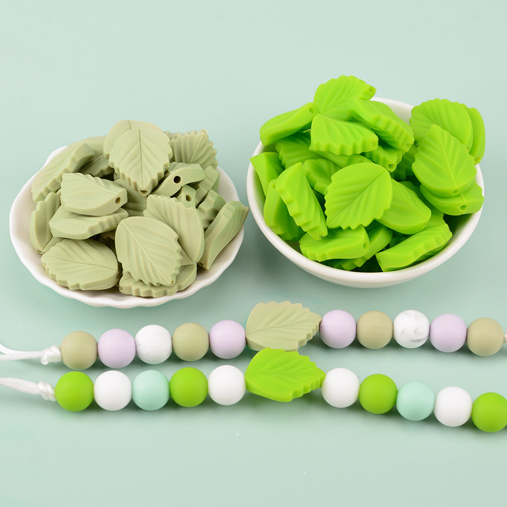 Cuentas De Silicona De Hojas De Dibujos Animados 100pcs Al Por Mayor