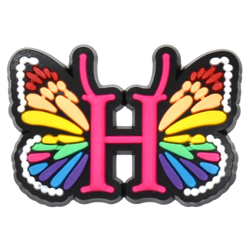 Al por mayor 100 PCS PVC Cartoon Butterfly Alphabet Diy Hebillas